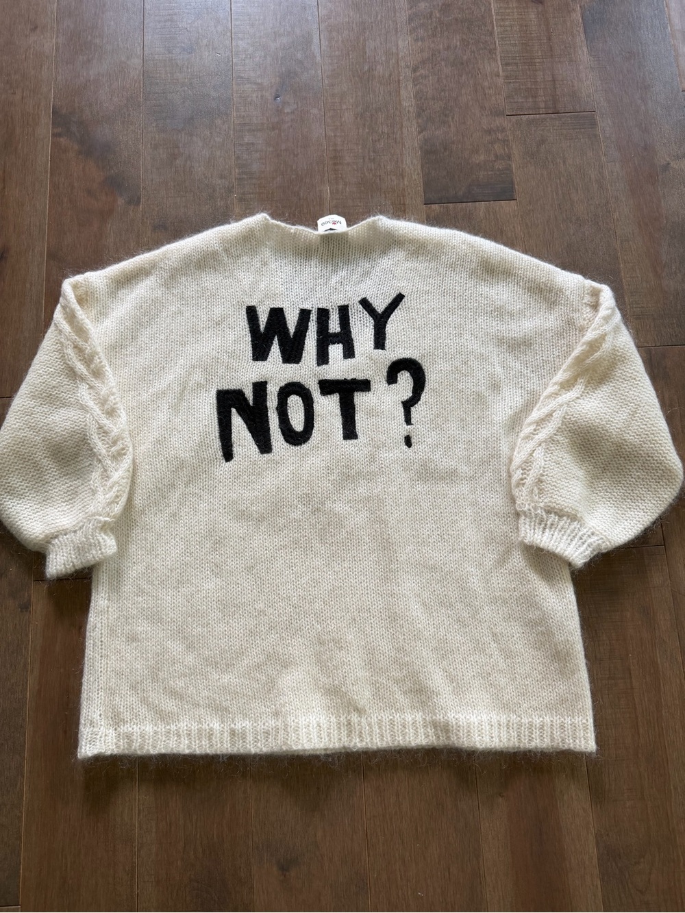 Me369 Cream Knit Sweater with 'WHY NOT?' Back Slogan - M-L